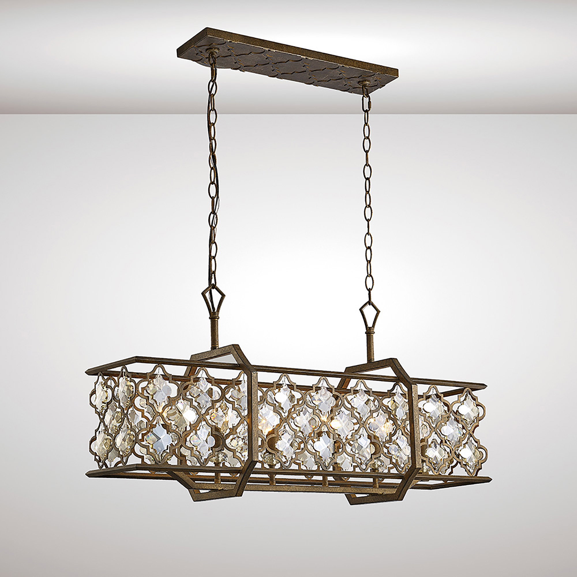 Indie Crystal Ceiling Lights Diyas Linear Crystal Fittings